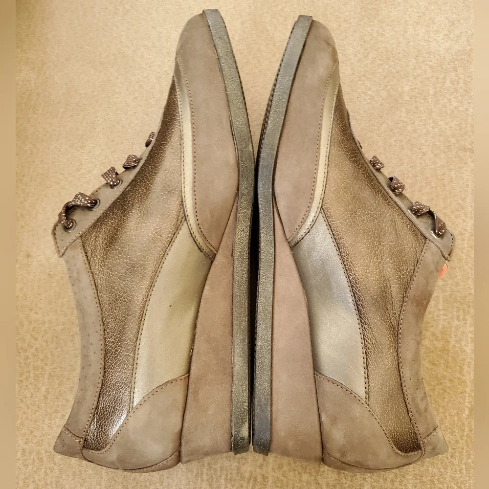 Mephisto Mobils Leather Virina - Grey Wedge Sneaker Size 10 Womens